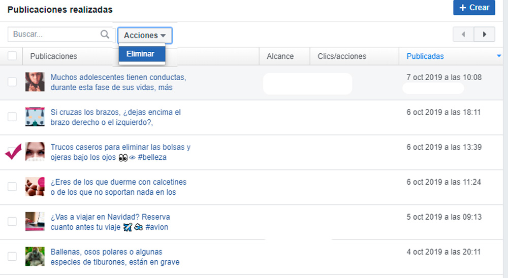 Borrar publicaciones de tu página de Facebook
