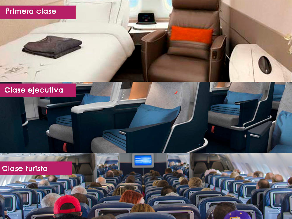 diferencia entre clases en un avión