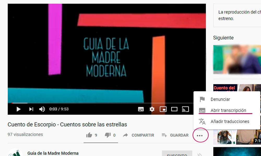 cómo descargar subtítulos de un vídeo de youtube