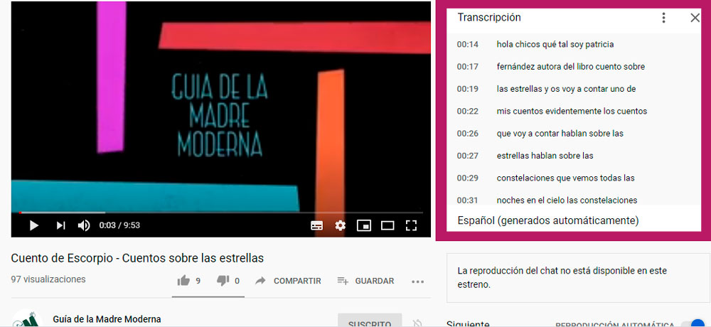 descargar subtítulos de un vídeo