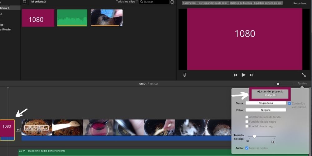 Exportar una película a full hd en imovie