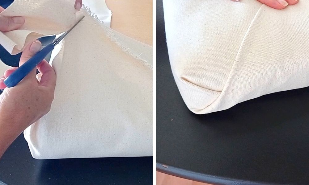 doblar las esquinas en un cabecero tapizado