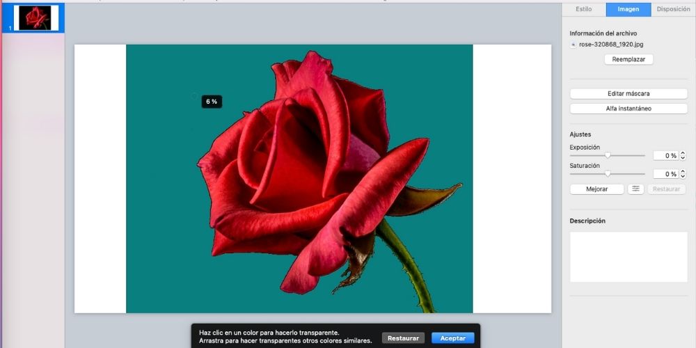 eliminar fondo con keynote, paso 2