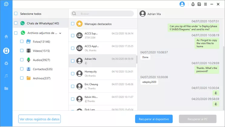 recuperar mensajes de WhatsApp