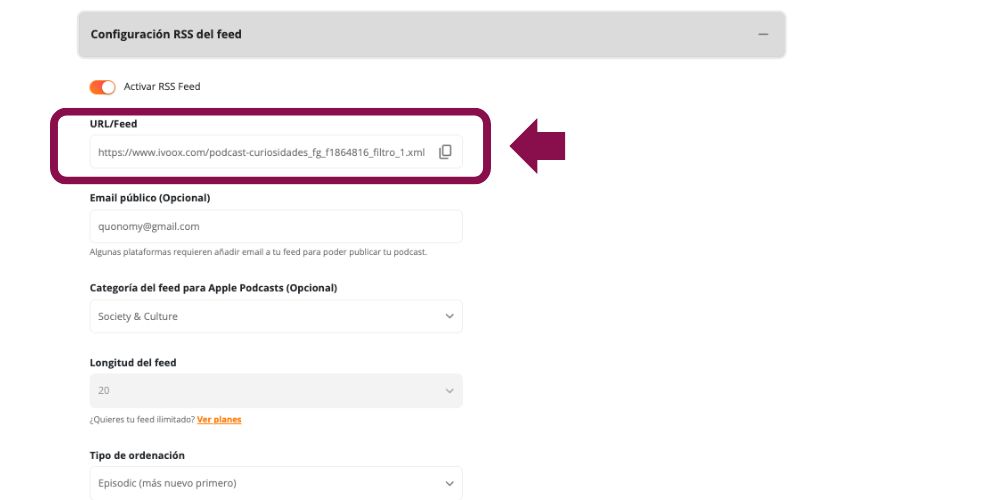 feed rss de un podcast para subirlo a Spotify